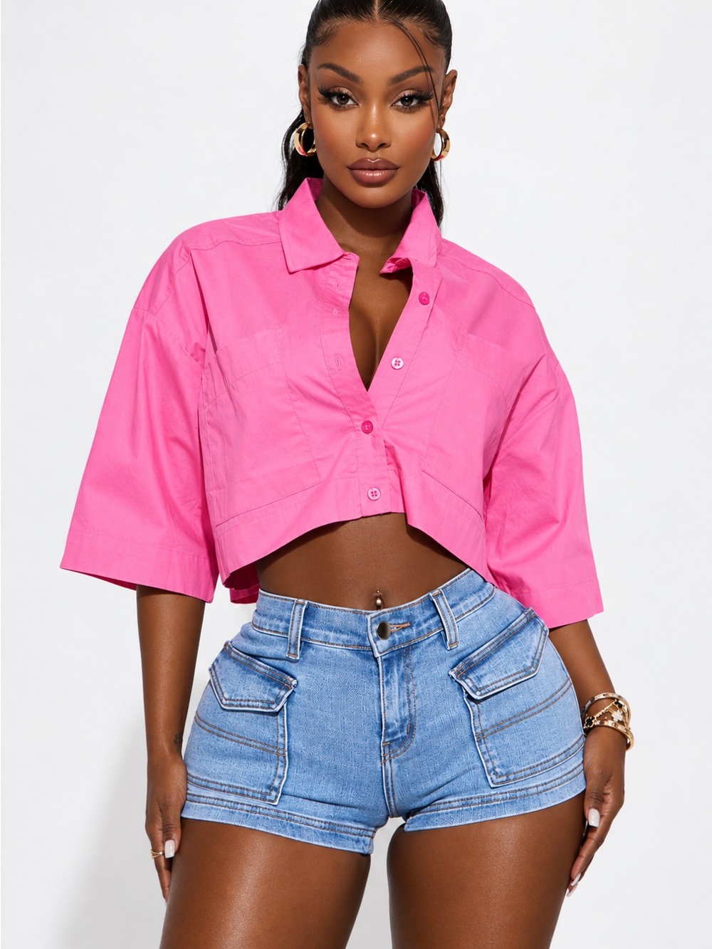 Poplin pink boss blouse
